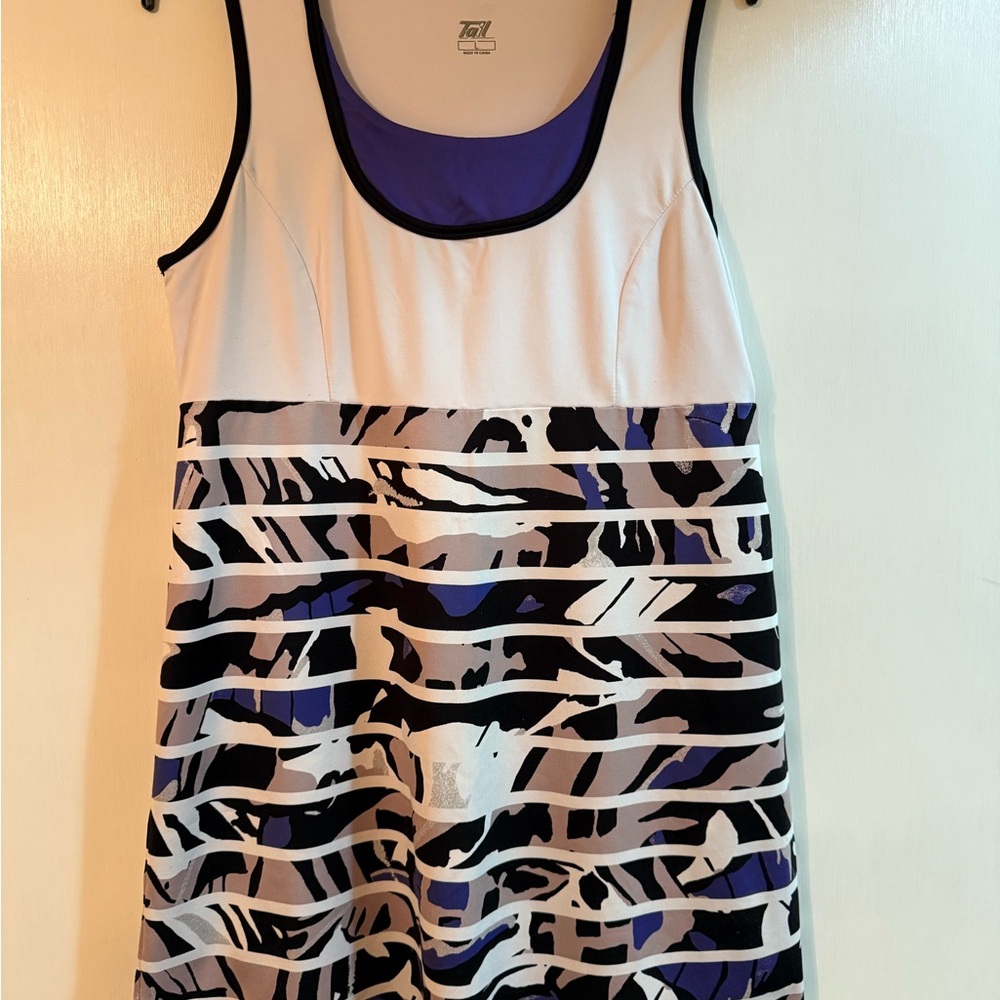 Purple and Black Patterned Tennis Dress and cover up